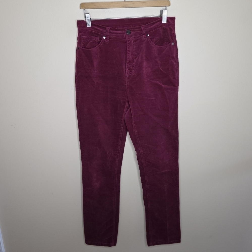 DG2 by Diane Gilman | Burgundy Tall Length Straight Leg Velour Pants Size 8T
